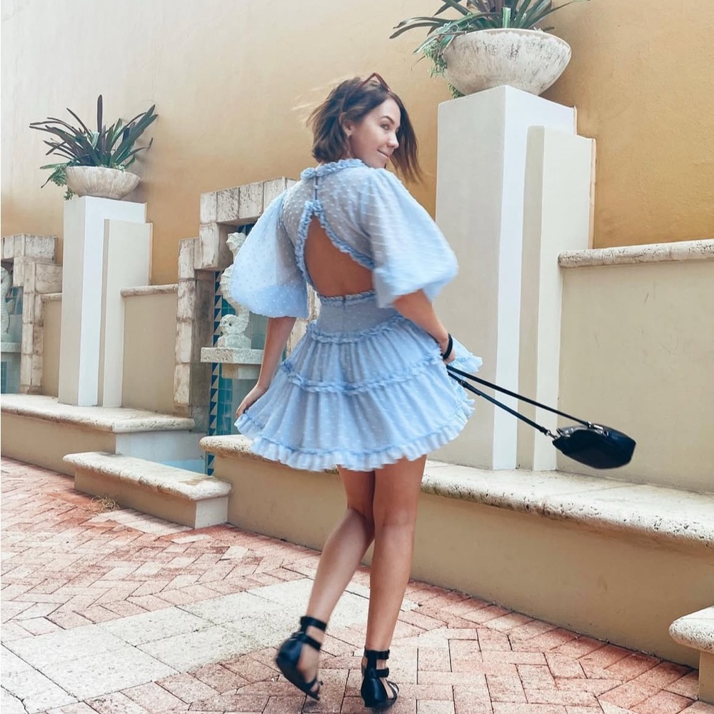 Elegant Baby Blue Ruffle Dress